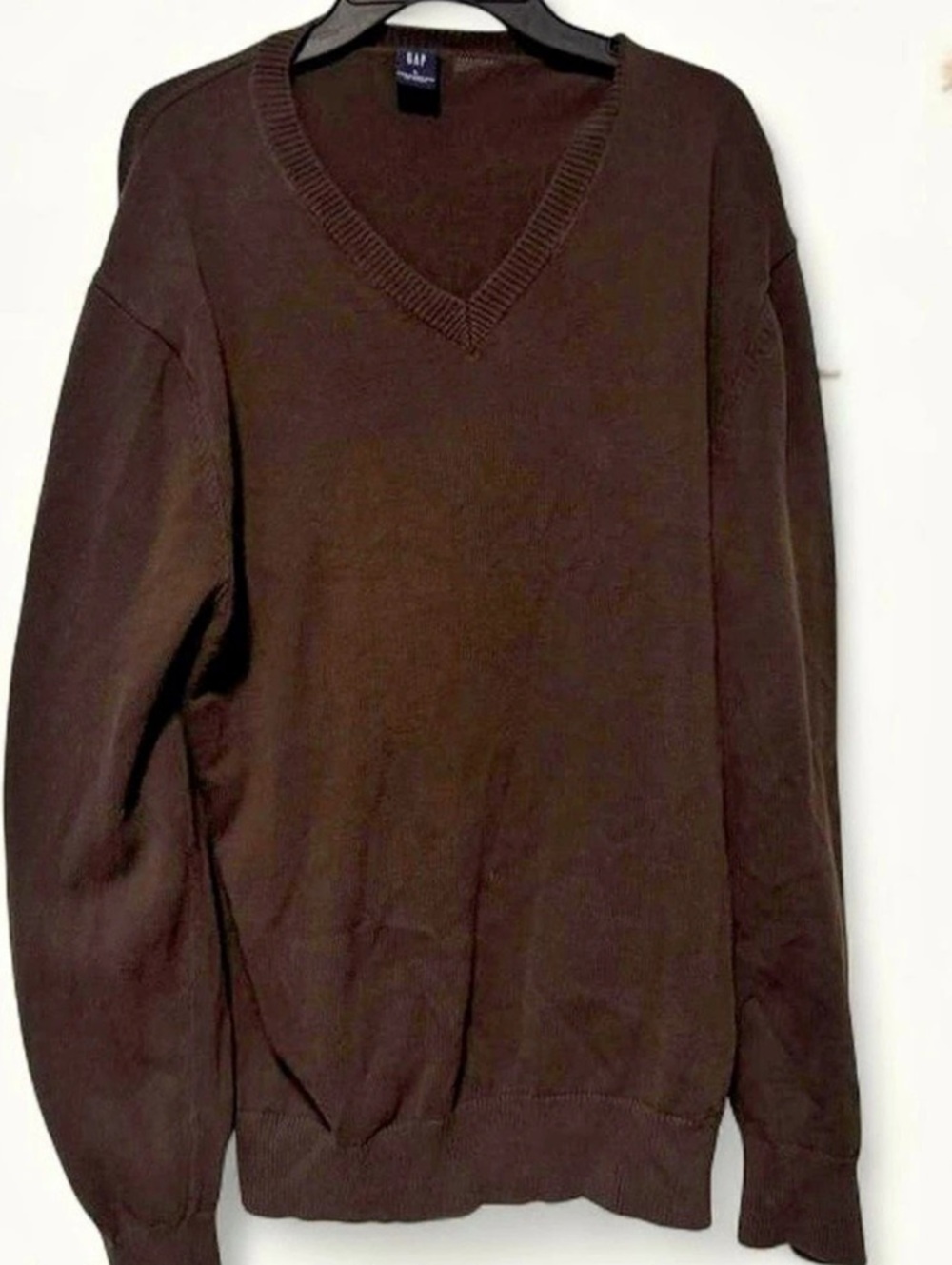 Gap Cotton V-Neck Sweater Brown Size Large
